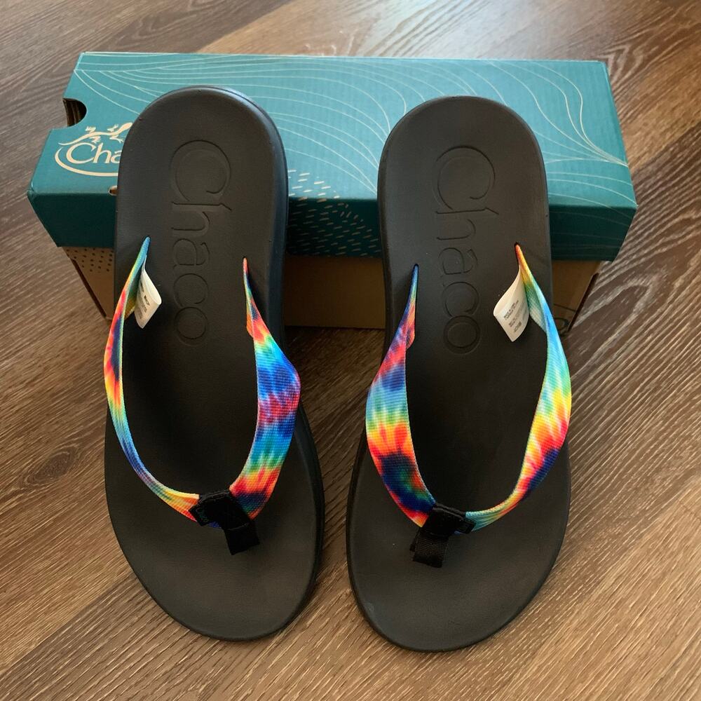 EUC Chaco Chillos Flip Flop Sandals Dark Tie Dye Black Men’s Size 10
